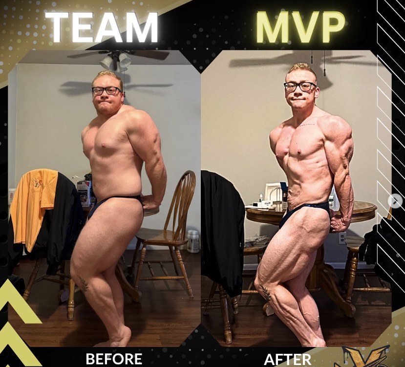MVP client before and after physique transformation