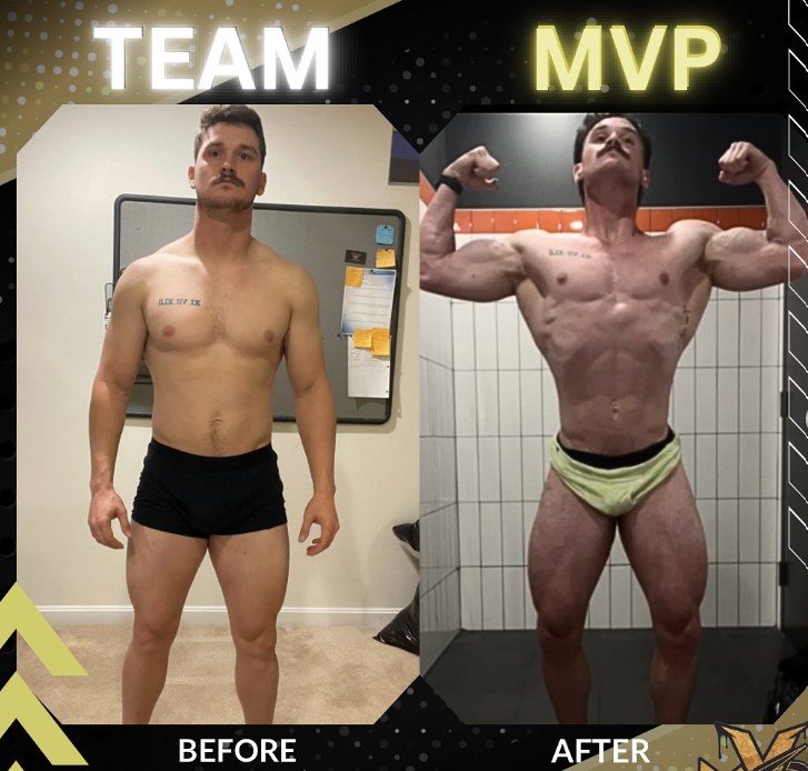 MVP client before and after physique transformation